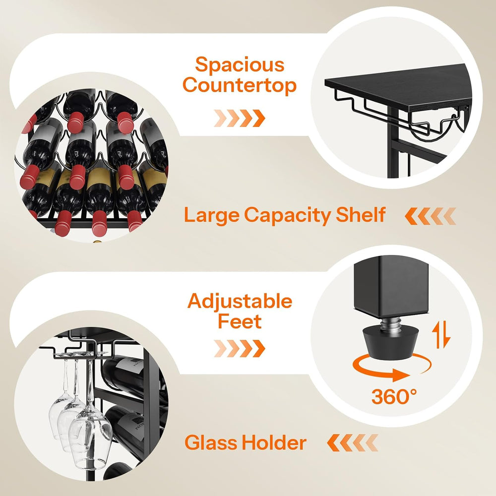 HOOBRO 5-Tier Wine Rack with Glass Holder, Wine Storage Freestanding Floor, V...
