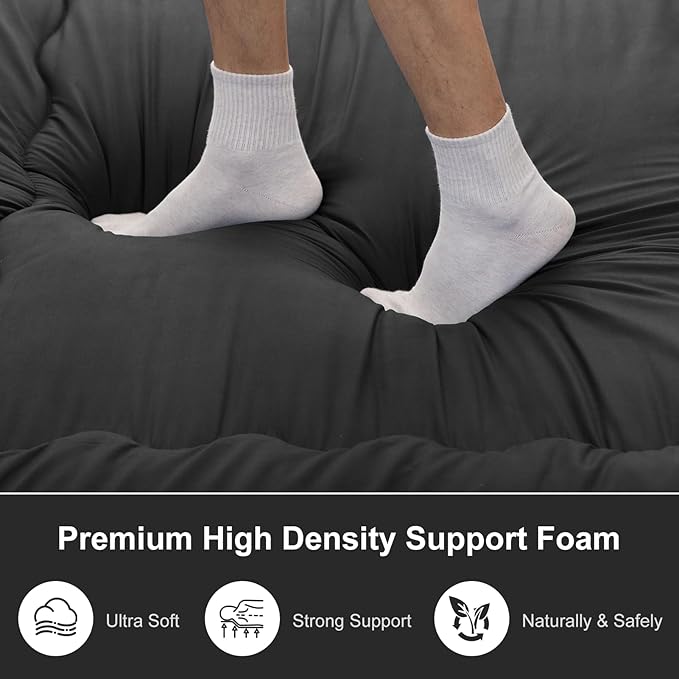 Japanese Floor Mattress, 6" Japanese Futon Mattress, Foldable & Portable Shiki Futon (shikibuton), Roll Up Thicken Sleeping Mattress Tatami Mat Sleeping Pad for Camping (Black, 60 x 80)