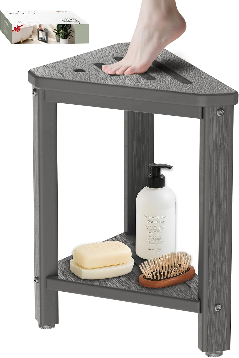 Shower Foot Rest 15in, HDPE Waterproof Shower Stool for Inside Shower, Corner...