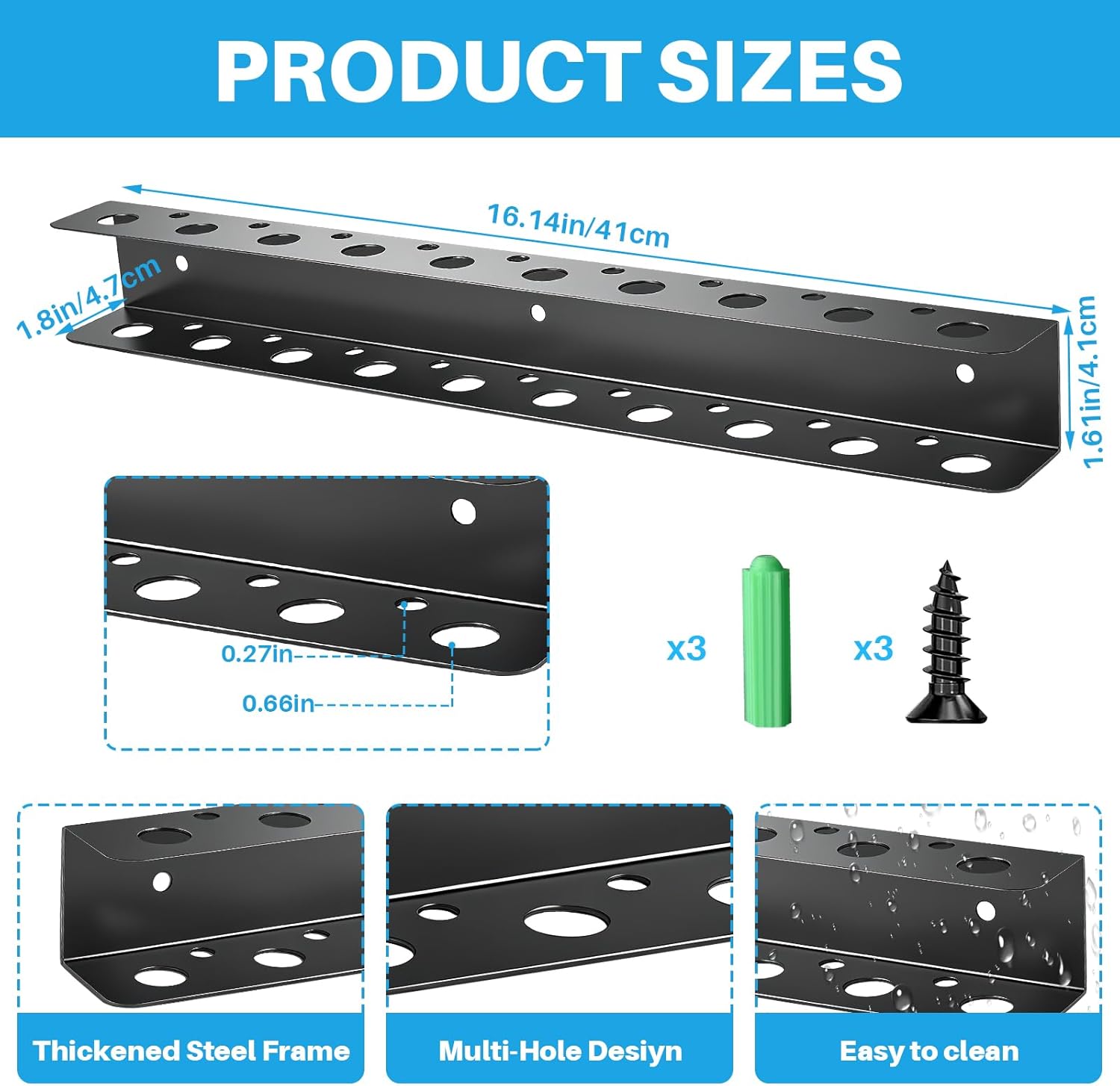 TSUMAZRURE Screwdriver Wall Rack, Screw Driver Holder and Screwdriver Rack, Tool Organizer Rack with Screw Driver Holders Organizers, Wall Mounted Tool Rack for Garage Tool Storage Rack (black)