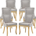 Dining Chairs Set of 6, Kitchen & Dining Room Chairs, Chenille Fabric Upholstered Dinning Chairs, Sillas De Comedor, Nailhead Trim, Metal Legs (Beige, 6 Pcs)
