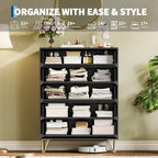 Garvee Fluted Dresser for Bedroom with 5 Drawers,32" Wide Modern Chest of Wooden Bedroom Chest with Metal Handle,Wide Clothes Storage Organizer,Closet Dresser & TV Stand for Living Room,Hallway,Black