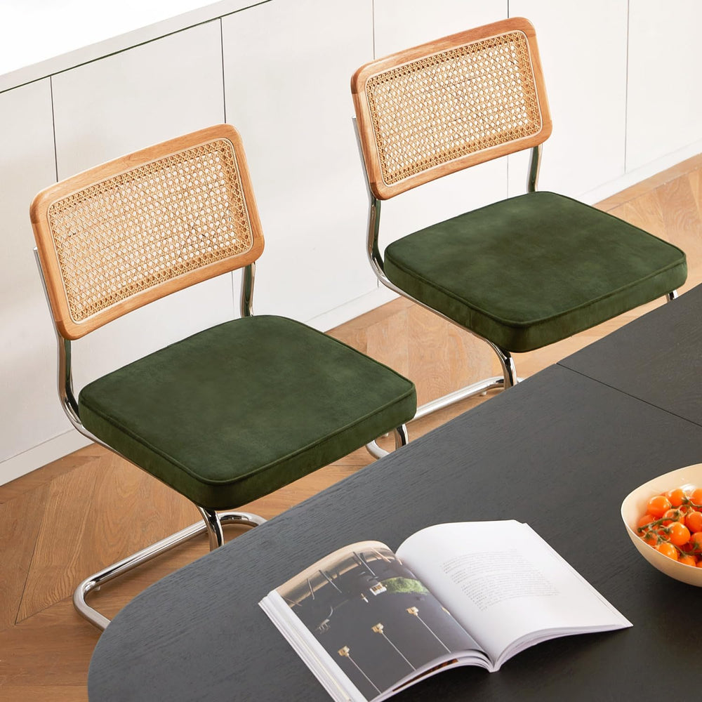 GrandNoor Rattan Dining Chairs Set of 4, Wooden Mid Century Modern Dining Roo...