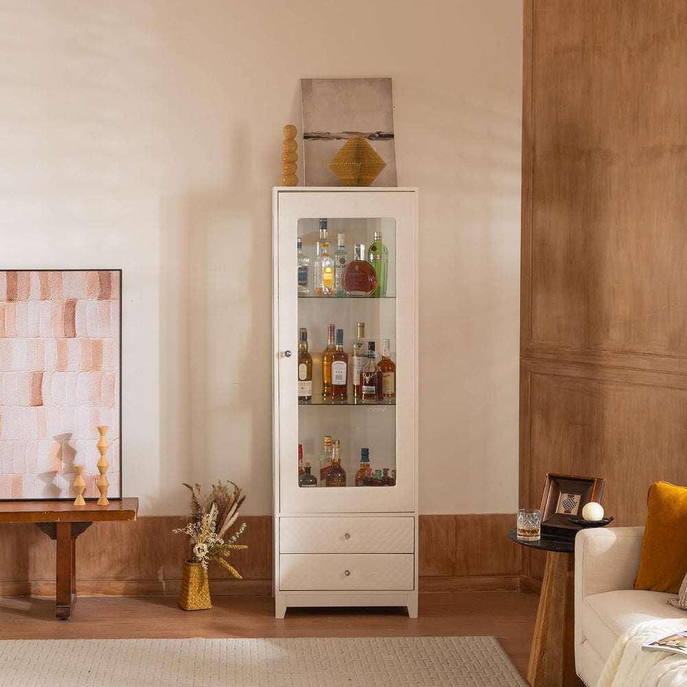 roomfitters 71'' Display Cabinet with Glass Door, Freestanding Pantry...