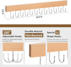 ZEDODIER 2 Pack Necklace Organizer Wall Mount, Wooden Jewelry Hanger Necklace Holder with 24 Hooks,Hanging Jewelry Organizer, Natural