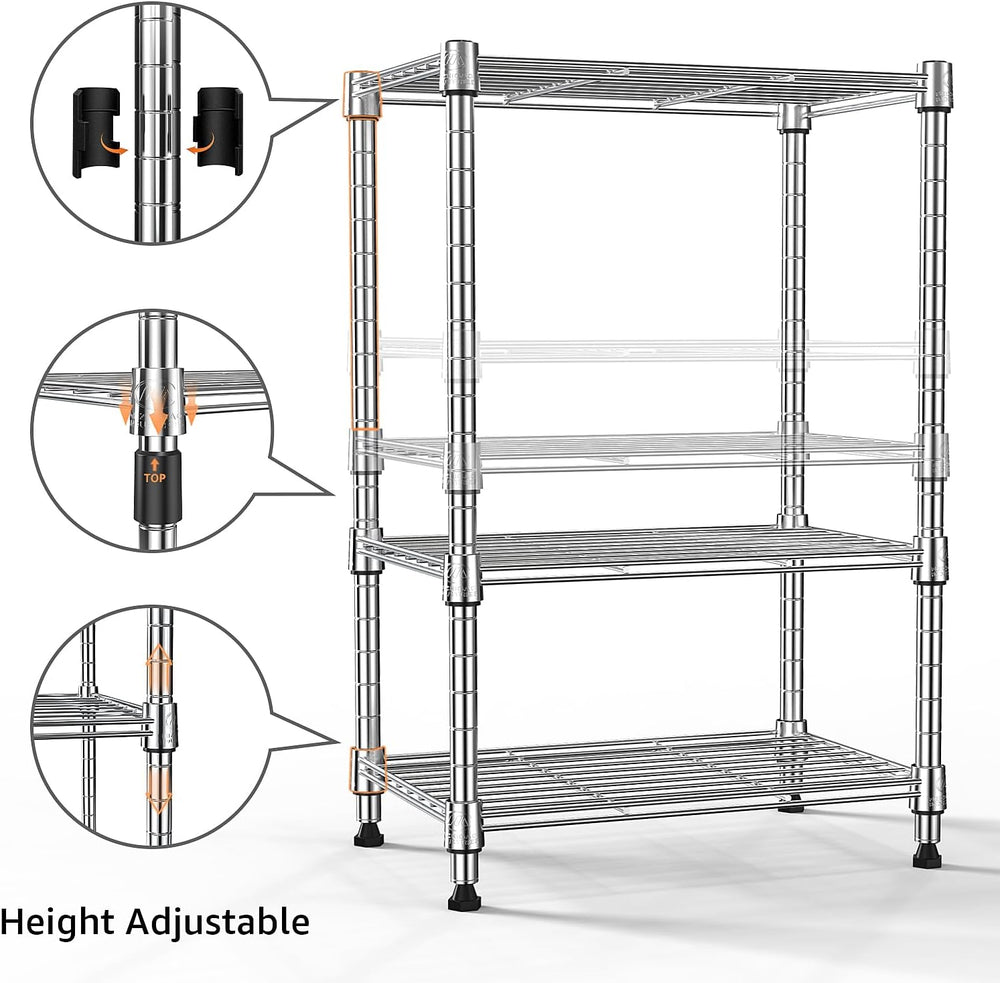 M MZG 450 lbs Wire Storage Shelving 3-Tier Utility Shelving Unit Steel Organi...