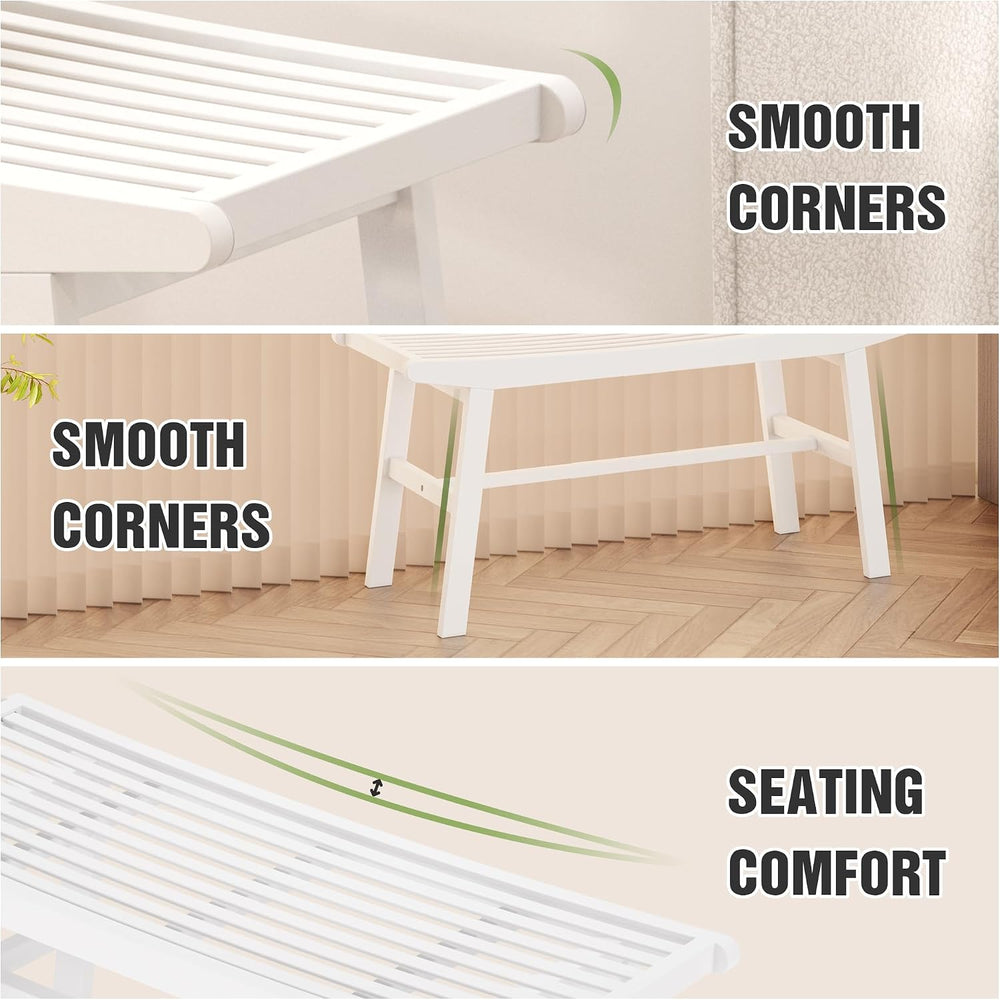 Bamboo Dining Bench Indoor Long Bench Sturdy & Comfortable Indoor Storage...
