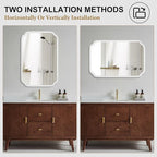 White Bathroom Mirror for Over Sink 24×36 Inch - Multi-Size Durable Iron Frame, Shatterproof Glass, Versatile for Bathroom/Bedroom/Living Room Decor (Horizontal or Vertical Mount)