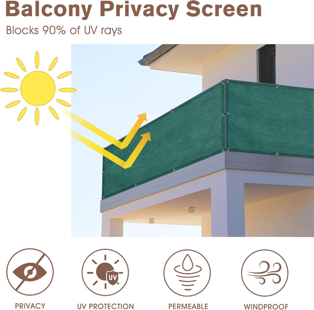 SUNNY GUARD 3' x 24' Balcony Privacy Screen, HDPE Patio Railing Cover...