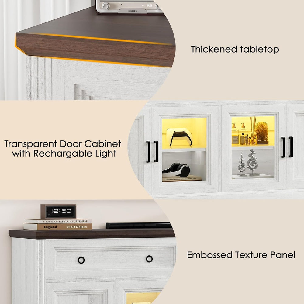 63'' Sideboard Buffet Cabinet with Storage, Modern Credenza with Outl...