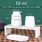 BosilunLife Bathroom Accessories Set 3 pcs - Bathroom Ceramic Foaming Soap Dispenser Set Farmhouse White Bathroom Decor, Foam Soap Dispenser and Toothbrush Holder/Tumbler Cup, Tray