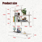 Pmnianhua Wall Mounted Folding Table, 47'' Floating Laptop Desk with Shelves, Foldable Drop Leaf Table, Wall Mount Fold Down Table for Laundry Room Kitchen Bar Home Office Small Space(White)