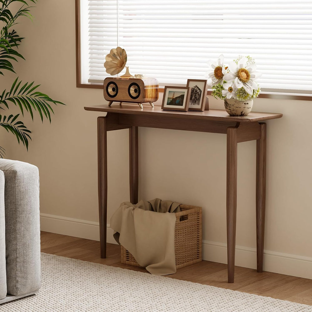 AQIMUELE Wood Console Table Walnut Entryway Table, Thin Console Table, Sofa T...