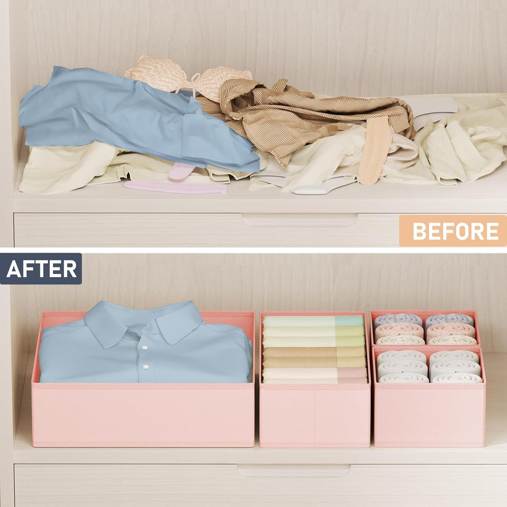 DIMJ Drawer Organizer Clothes Storage - 24 Pack Baby Dresser Organizer for Nursery, Foldable Closet Drawer Organizer Bins for Bedroom Organization, Fabric Storage Dividers for Socks, Underwears, Bras