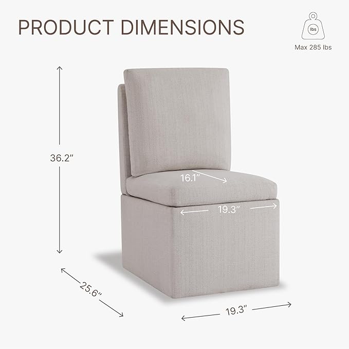 Upholstered Dining Chairs with Casters, Modern Dining Room Chairs Set of 2 with Hidden Storage & 4 Wheels, Single Sofa Chair for Kitchen, Reading Room, Waiting Room, Linen