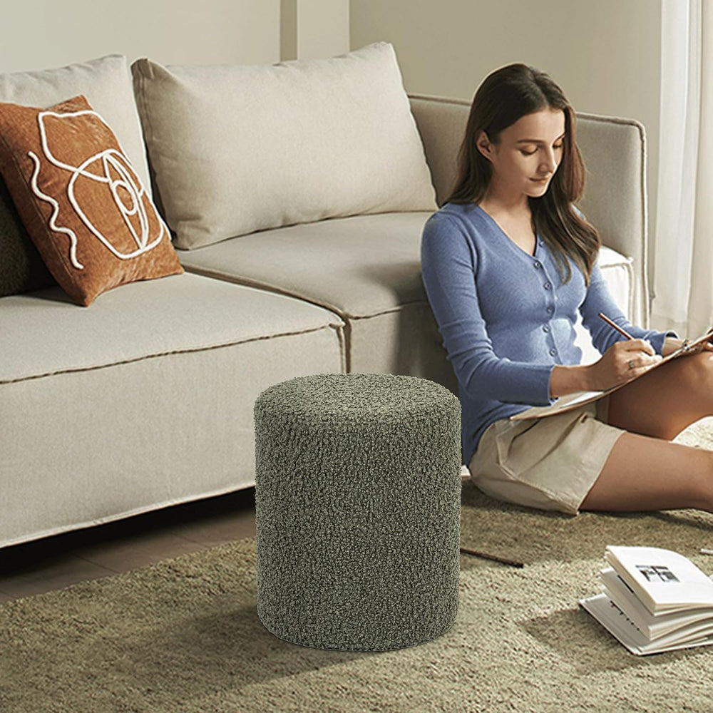 O2B Modern Round Ottoman with Soft Padded Seat – Multifunctional Vanity Chair...