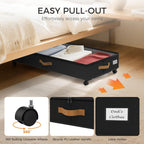 Under Bed Storage with Wheels 2-Pack, 75L XXL Under the Bed Storage Containers Large, 12" Tall Adjustable Storage for Underbed with Lids, Rolling for Shoes, Clothes, Blankets (Black)