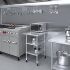 AmGood Stainless Steel Work Table with 2 Shelves and Casters (Stainless Steel Work Table with 2 Shelves + Casters, 24" Long x 30" Deep)