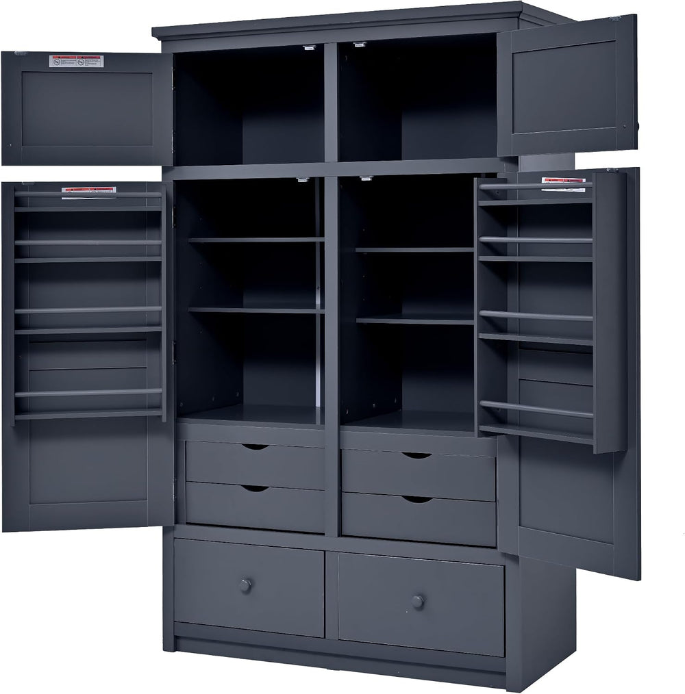 Tall Kitchen Pantry Cabinet with Adjustable Shelves, Freestanding Large Cupbo...