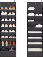 2 Pack Shoe Organizer with 6 Extra Large Pockets and 4 Large Pocket, Over the Door Sturdy Closet Storage Rack, Hanging Shoe Organizer for Shoes, Sneakers, Black