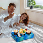 Couch Cup Holder Pillow, 5 Hole Couch Drink Holder! Keep Drinks Hand Side and Keep Temp, Prevent Spills and Use Anywhere. Cup Holder for Couch, Bed, Camping, RV, Car, Beach. Blue