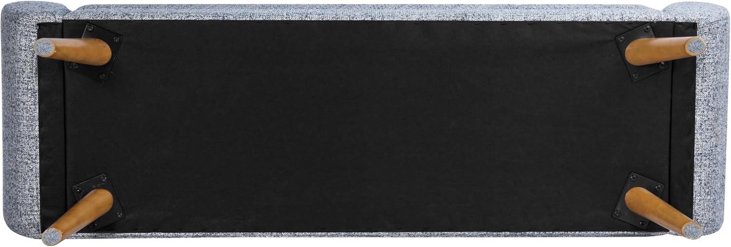 HomePop 60" Modern Storage Bench with Wood Legs - Blue Gray Woven Fabric