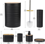 CERBIOR Bathroom Accessories Set Bath Ensemble Includes Soap Dispenser, Toothbrush Holder, Toothbrush Cup, Soap Dish for Decorative Countertop and Housewarming Gift (Black Spiricle)