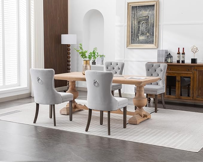 KCC Velvet Dining Chairs Set of 2, Upholstered High-end Tufted Dining Room Ch...
