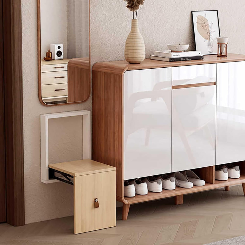 Wall Mounted Shoe Changing Stool Made of Solid Wood Wall Seat Folding, Space ...