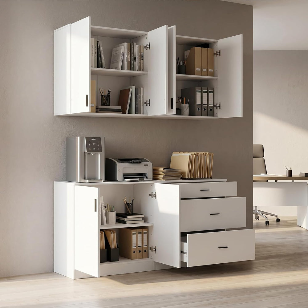 63" Wide Kitchen Pantry, 2-Piece Modern Storage Cabinet with 6 Doors and...