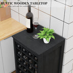 WERSMT 8-Tier Freestanding Wine Rack Wood, 32 Bottles Wine Rack Counter for Small Space, Farmhouse Stackable Modular Wine Bottle Holder Rack, Black