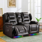 Loveseat Power Recliner Sofa Couch Electric Reclining Sofa Chair for Living Room with Multi-Function Console/Cup Holders/LED Ambient Light