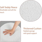 Modern Round Vanity Stool, Small Ottoman, Cute Fabric Foot Stool, Teddy Fleece Footrest, Upholstered Vanity Chair, Stool for Makeup, Bedroom, Living Room (1, Round-White)
