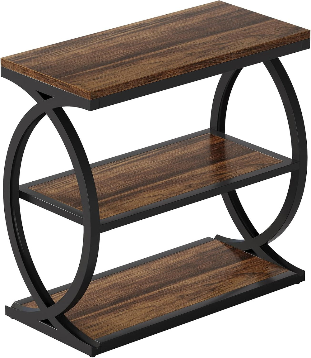 Tribesigns End Table, Narrow 3-Tier End Table for Living Room, Industrial Woo...