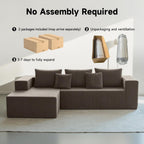Upgrade 108’’ L Shape Cloud Couch, Plush Corduroy Sectional Sofa with Chaise, Boneless Couches for Living Room Bedroom, No Assembly Required (Khaki, Left Facing Chaise)