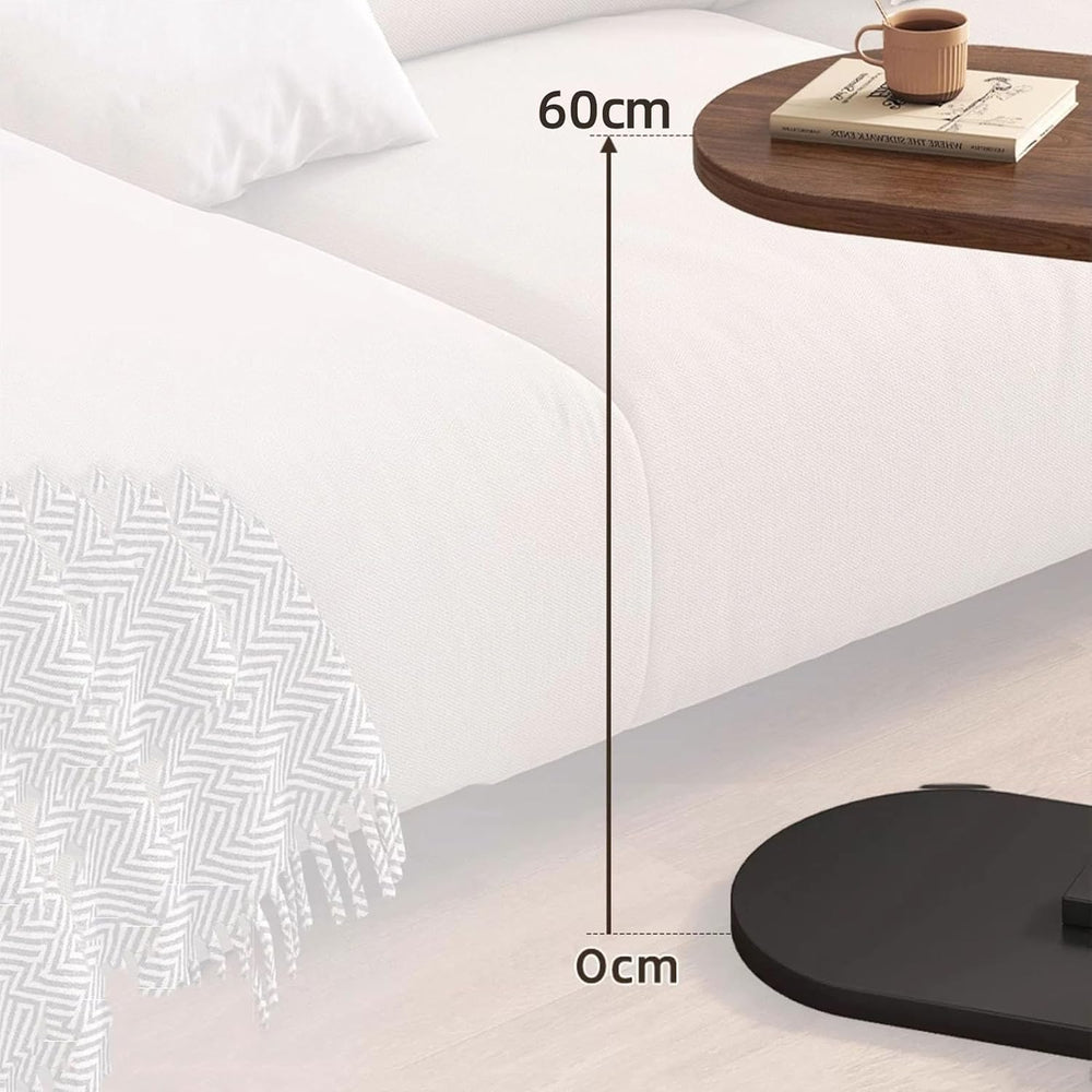 TY&WJ Small Side Table End Table,C Shaped Oval Coffee Table Wooden TV Tra...