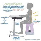 ECR4Kids Active Storage Wobble Stool, 18in Seat Height, Childrens Furniture, Light Purple/Light Grey