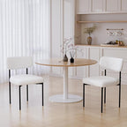 HOMMPA Dining Chairs Set of 2 Boucle Upholstered Kitchen Chairs with Curved Backrest Modern Dinner Chair with Metal Legs for Dining Room Living Room Vanity White