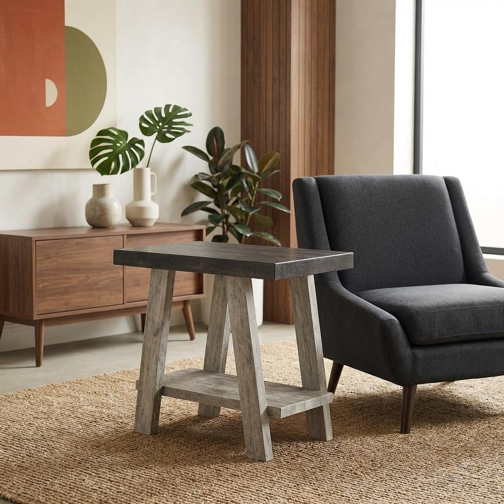 Furnifact Brown, Side Table, MDF Construction, Open Shelf, Durable Home Desig...