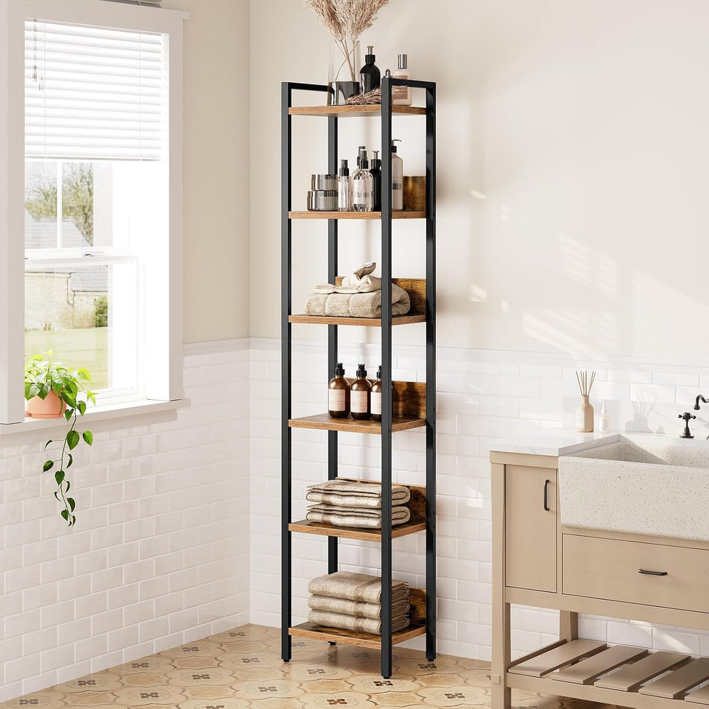 MAHANCRIS Bookshelf, 6-Tier Bookcase, Standing Book Shelf for Small Space, St...