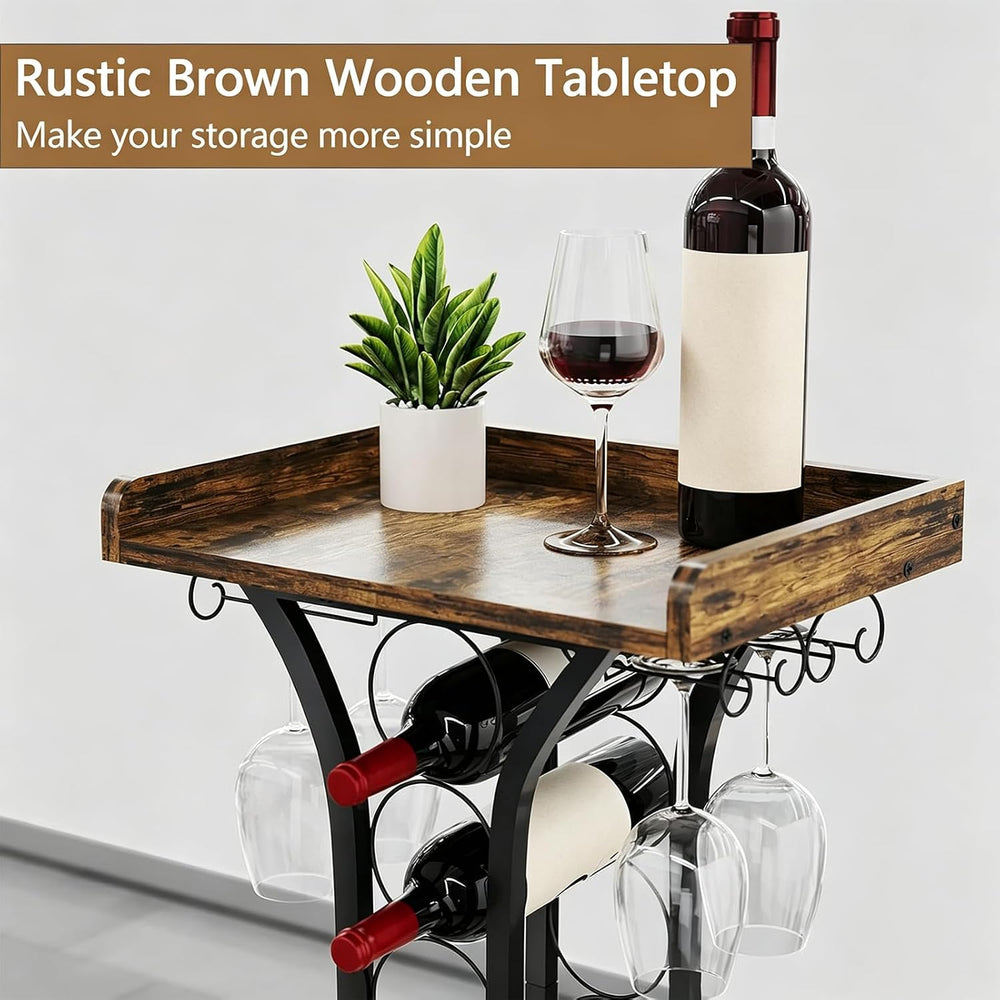 Wine Rack Freestanding Floor, Freestanding Wine Racks with 14 Bottles Wine Gl...