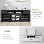 DWVO Farmhouse TV Stand for 75/80 Inches TVs, Entertainment Centers Furniture 30" Tall, TV Consoles with Storage Drawers & Power Outlet, Rustic TV Stands for Living Room, Black