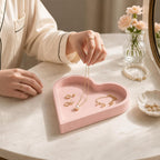 Heart Shape Silicone Jewelry Tray, Ring Dish, Small Key Bowl, Cute Trinket Tray for Necklace Earrings Bracelet Watch, Home Decor Gift for Mom Sister Daughter Friend Girlfriend, Pink