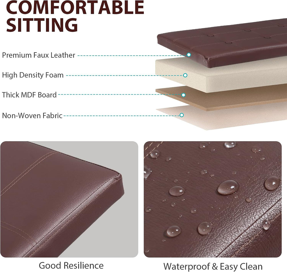 SUPER DEAL 30 inch Storage Ottoman, Faux Leather Folding Ottoman Bench, Padde...