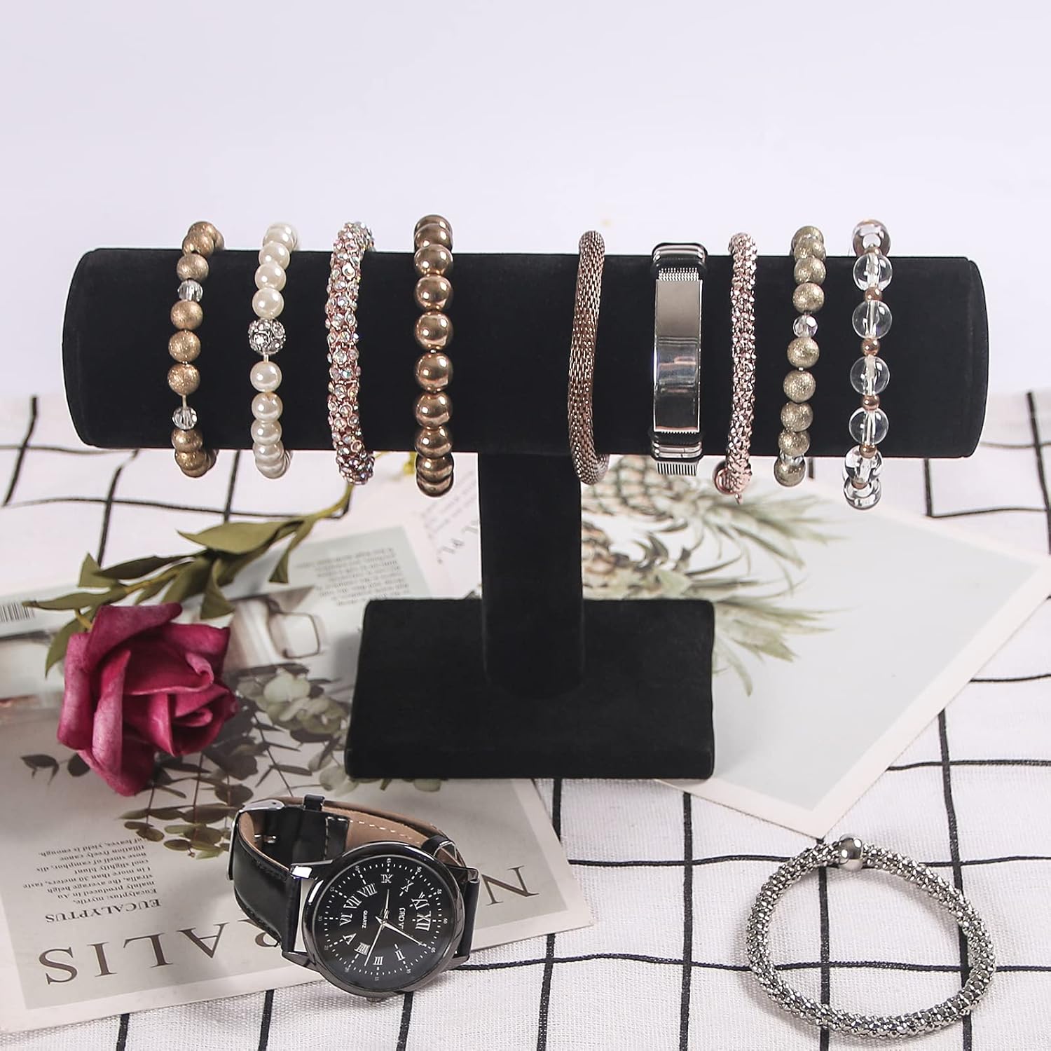Coward Bracelet Holder Organizer for Show Jewelry Display Boutique Watch Stand for Selling Organization Storage (Detachable Back Velvet)