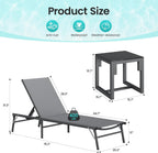 Amopatio Outdoor Lounge Chairs Poolside Chaise Lounge for Patio Set of 2 | with Side Table Foldable Stackble Fully Assembled Weather Resistant 5-Position Adjustable Backrest 400LBS Capacity