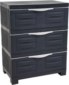 Sunnydaze 3-Tier Storage Cabinet with Drawers - Indoor or Garage Plastic Storage Drawers Organizer - 29.5" H - Garage, Office, Home, Laundry Room - Charcoal