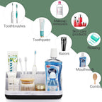Marble Bathroom Countertop Organizer - Detachable 7 Slots Kids Electric Toothbrush and Toothpaste Holde Drainage for Bathroom Accessories Organization Counter Vanity Storage, Black