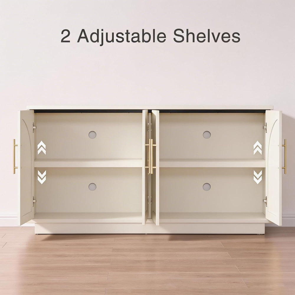 Fatmok Buffet Cabinet with Storage, 59'' Modern Arched Sideboard Cabi...