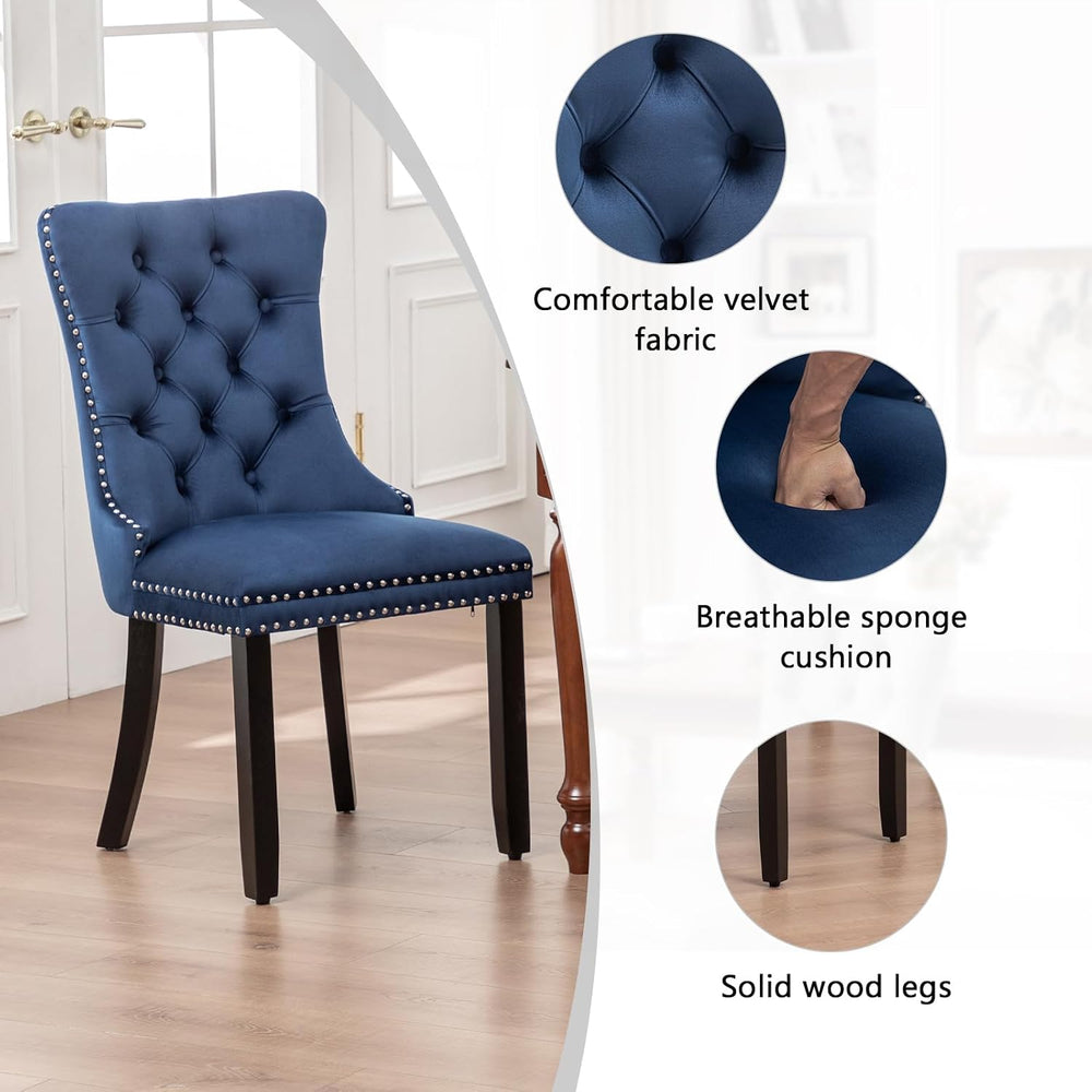 Hixkol Velvet Dining Chairs Set of 4,Upholstered Dining Chairs with Ring Pull...
